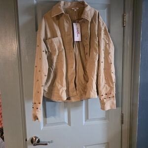 Cato Beige Utility Jacket with Stud Details